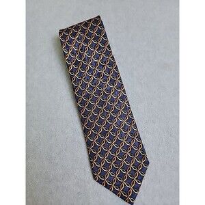 Vintage JZ Richards Silk‎ Tie Mens Blue Gold Geometric Nordstrom USA 80s 90s NEW
